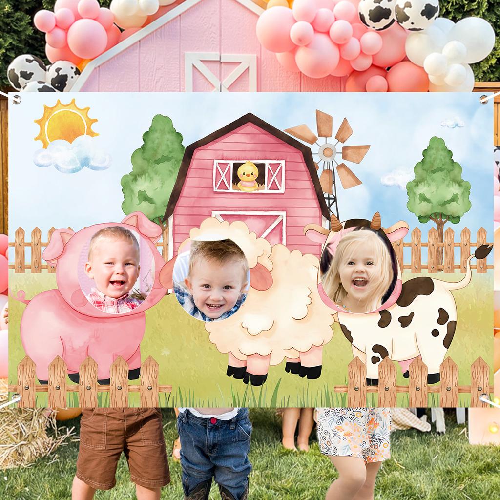 Farm Animal Birthday Photo Background Happy Birthday Party Decoration Kids Farm Theme Birthday Party Supplies Backdrop Cloth