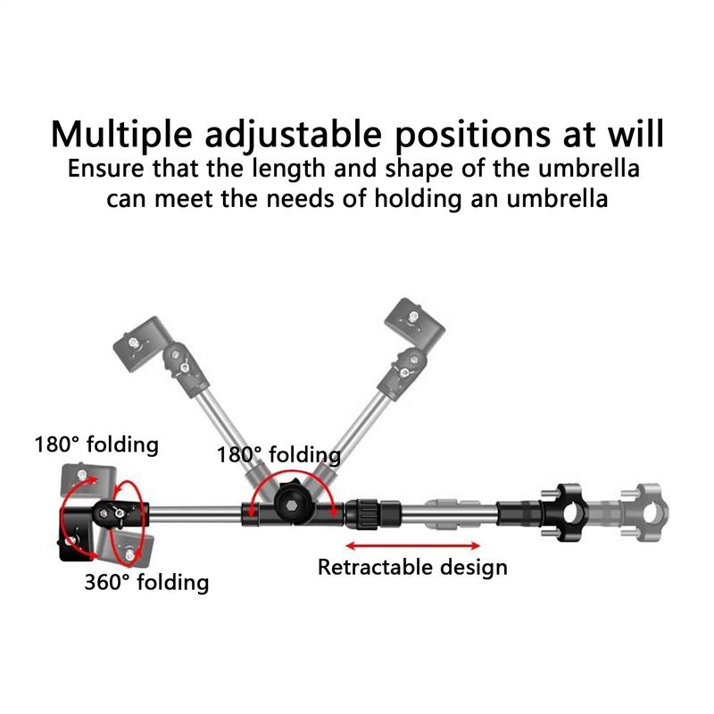 Umbrella Stand Bikes Rotatable Umbrella Bracket For Stroller Strong Windproof Compact Attachment For Outdoor Mobility