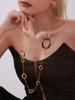 Long Necklace In Stainless Steel With Round Leopard Print Acrylic 18k Gold Plated 80cm/31.5in Sweater Chains Necklaces For Women