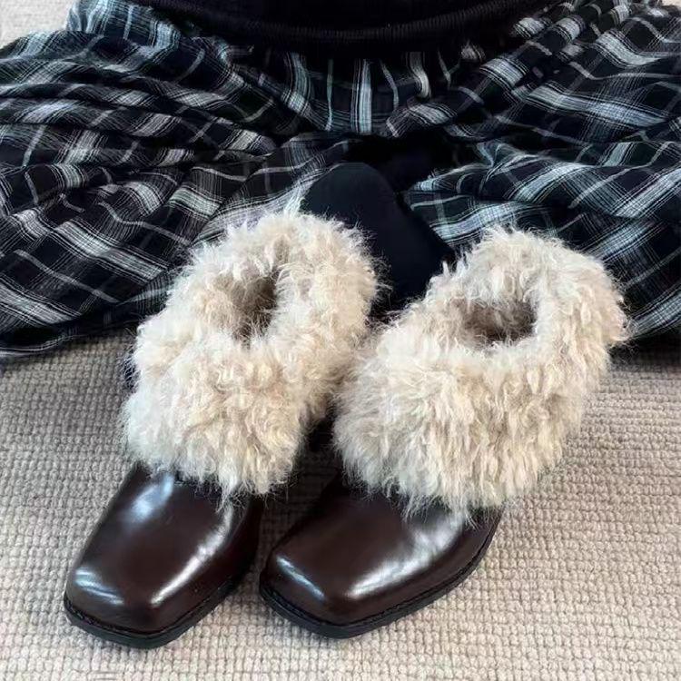 

Женские плюшевые ботильоны на высоком каблуке из искусственной кожи на молнии Standard Size 40