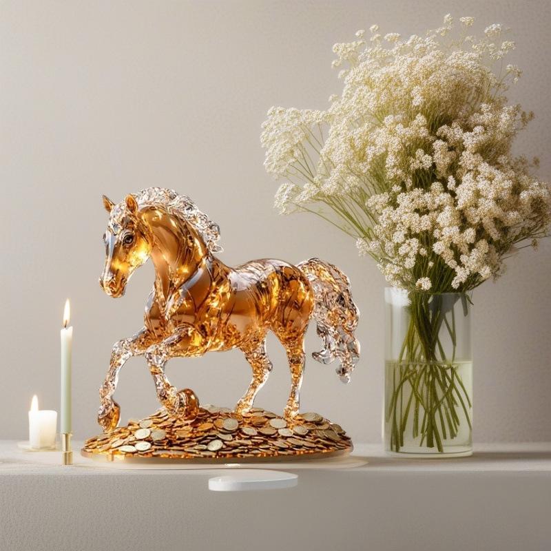Figurine de Cheval en Acrylique Style Bohème Ornement de Table pour Décoration de Maison Salon Chambre à Coucher