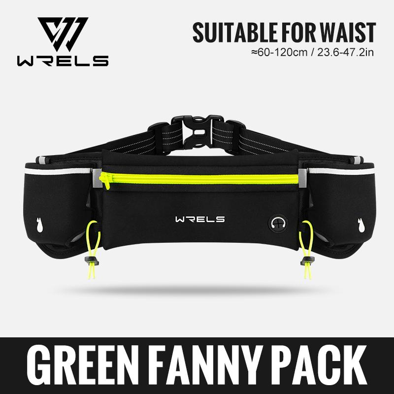 

WRELS Marathon Trail Running Waist Pack Anti-Slip Pocket Running Hydration Belt Lightweight Reflective Hiking Running Fanny Pack зелёный