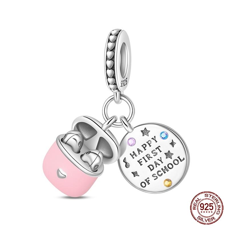 Brand New Model Back to School Perfect Gift Charm Bead Component Bead Components Copper Metal Backpack Sports Watch Study Earphones Pendant Bead