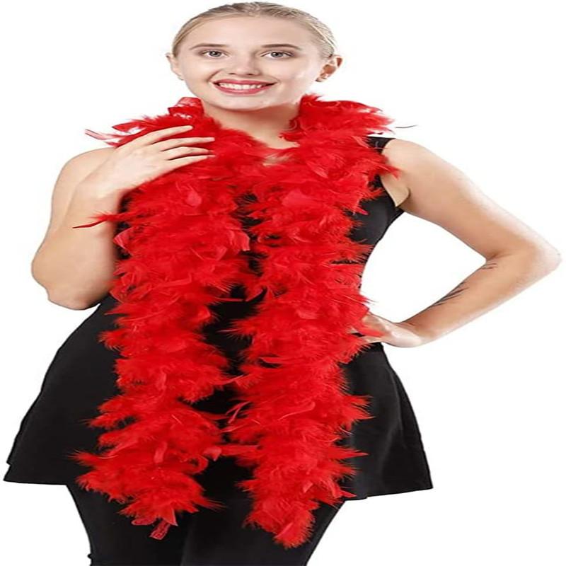 90 Grams Rode Kalkoenveren Boa 2 Yards Veren Boa voor Dansen Bruiloft Knutselen Feestjurk Halloween Kostuum Decoratie Sjaal