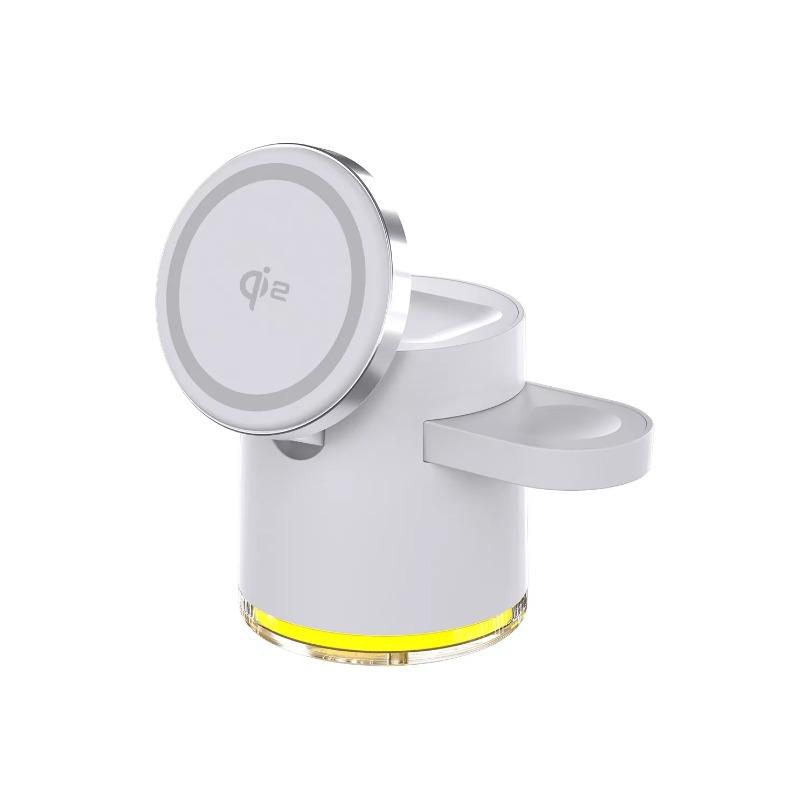 4 in 1 Fast Charging Dock Stand QI2 Wireless Charger Night Light For Magsafe iPhone 16 15 14 Pro Max Airpods Pro 2-8 Apple Watch