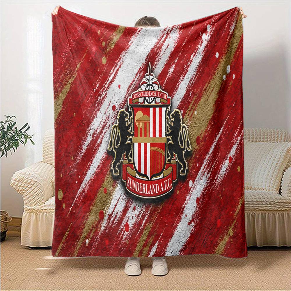 Sunderland football Flannel Blanket, Soft Polyester, Modern Design, All-Season for Camping, Travel, Gifts for holidays or birthdays