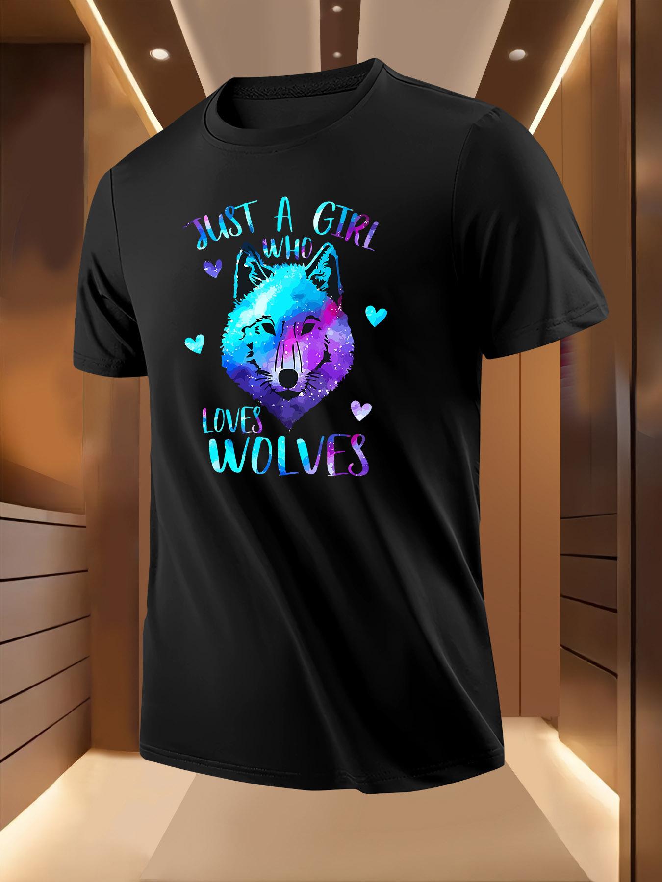 Graphic Tshirt - Just a Girl Who Loves Wolves Design wi... XXXL