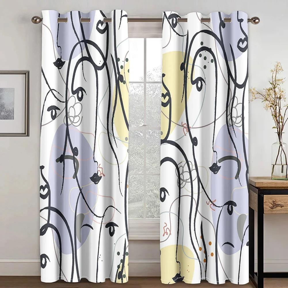 Abstract Art Anthestic Boho Morandi Window Curtains Blinds For Living Room Bedroom Bathroom Kicthen Office Door Home Decor 2Pcs