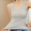 Women's Summer and Spring Sleeveless Thin Suspender Vest with Bottom Inside and Anti Tarnish Outside