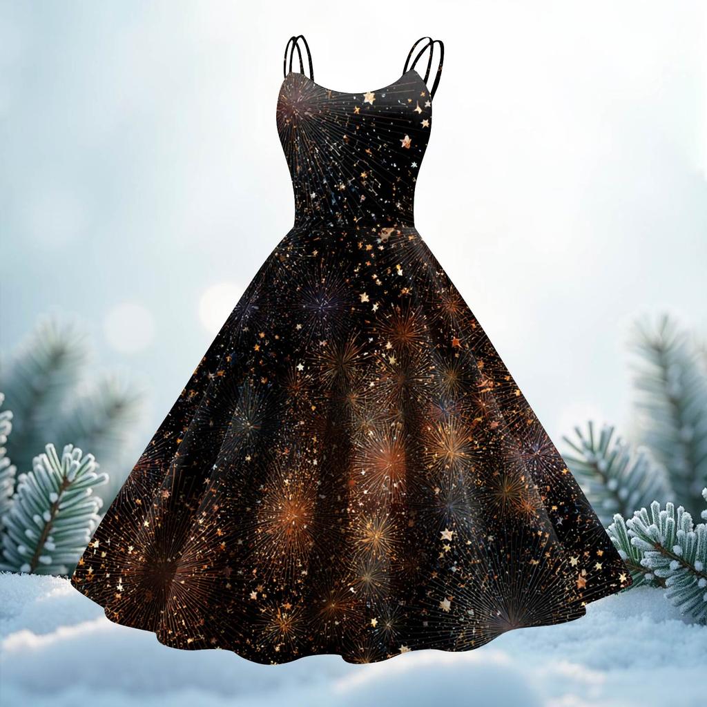 Women's Fashion Christmas Printed Sexy Strapless Gothic Cocktail Dress Punk, Vintage Dress.