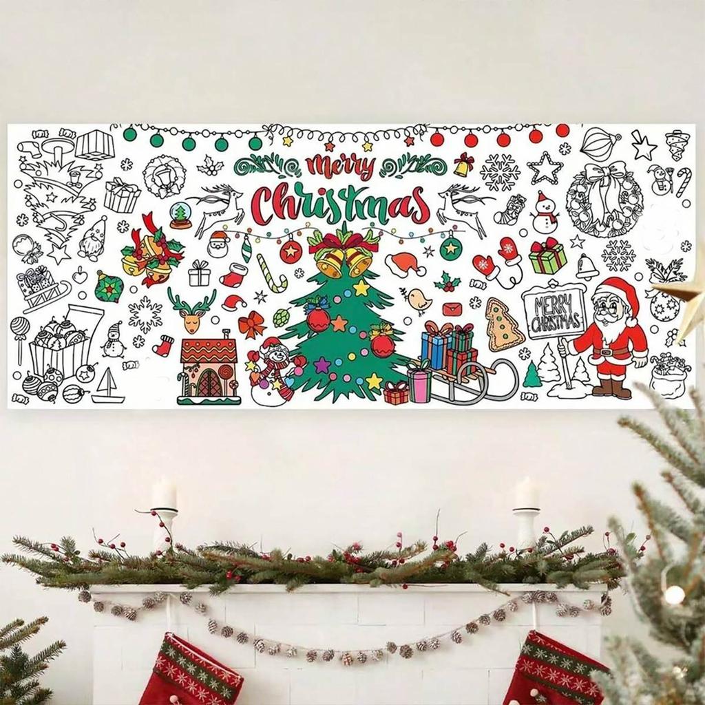 Paper Coloring Banner Kids Gifts Activities Toys Party Classroom Christmas