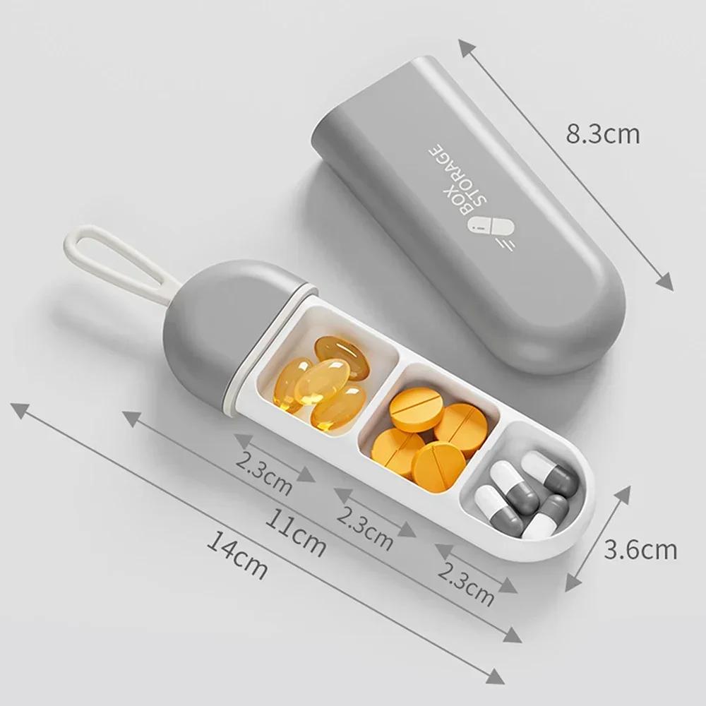 3-Compartment Pill Box - Portable Daily Organizer, Travel Medicine Container, Moisture-Proof Pill Case