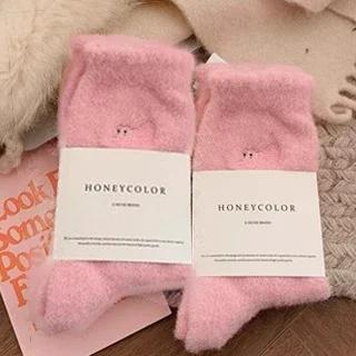 3pairs Cute Cat Mink Fleece Soft Socks for Women Winter Warm Thicken Coral Plush Socks Thermal Snow Home Sleep Floor Kawaii Sock