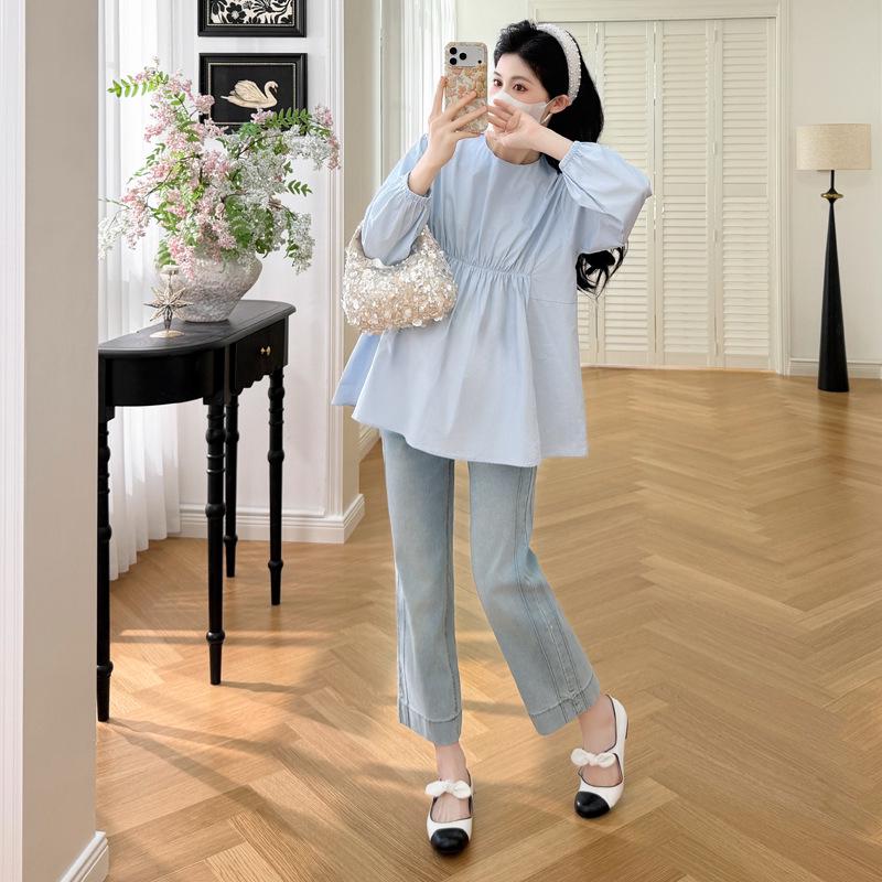 

2026 Spring French Pleated Doll Blouse XL синій