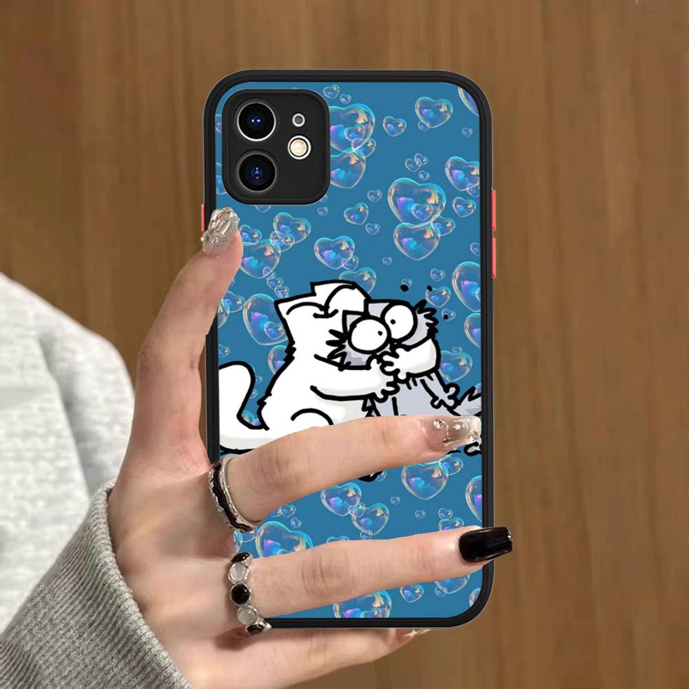 Cute S-Simons Cat Phone Case For IPhone 16 15 14 Plus 15 13 12 11 Pro Max X XS MAX Matte Cover