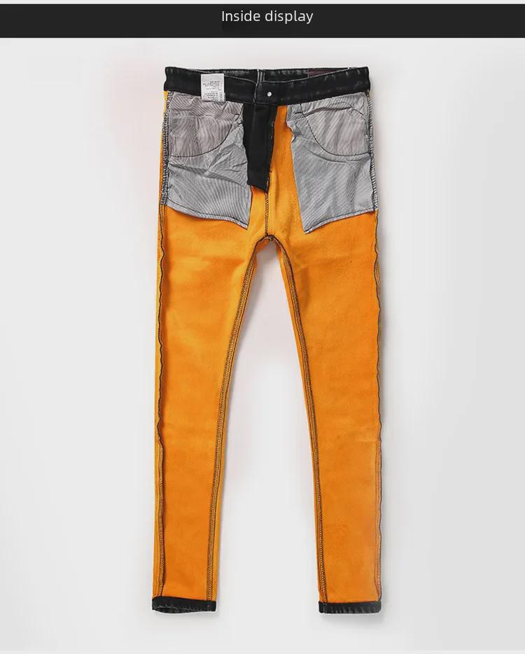 Pánské slim fit plus sametové zateplené skinny džíny v korejském stylu