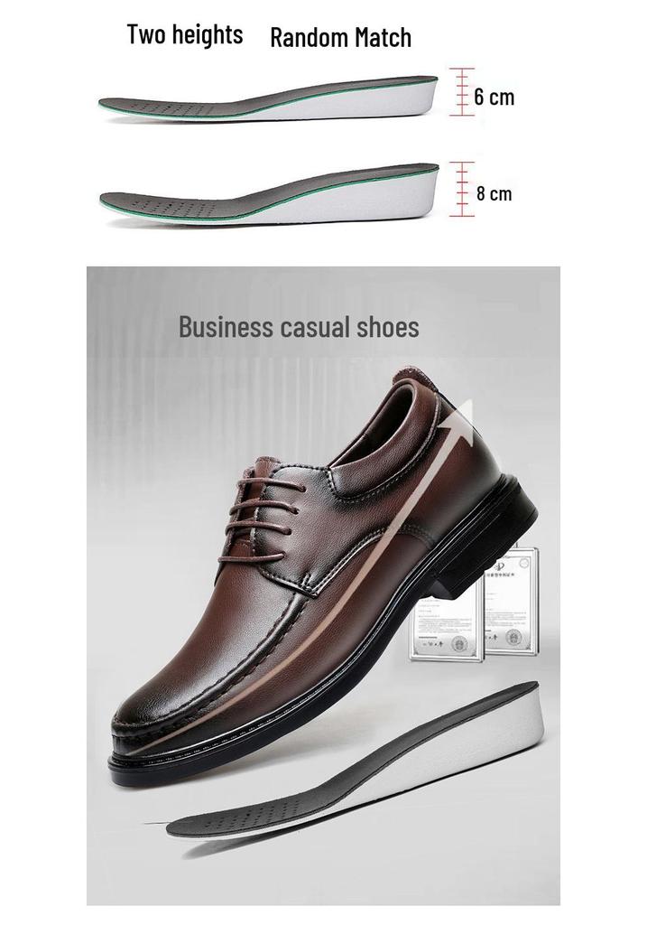 Men's Leather Cross-Strap Height-Increasing Shoes, 8CM Elevation, Stylish Formal/Casual, Large Size, Wedding-Ready