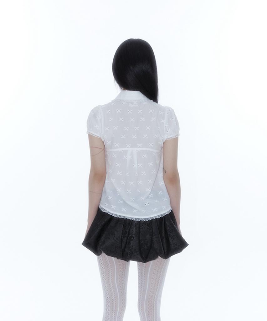Kasiko Puff Sleeve Lace Shirt White