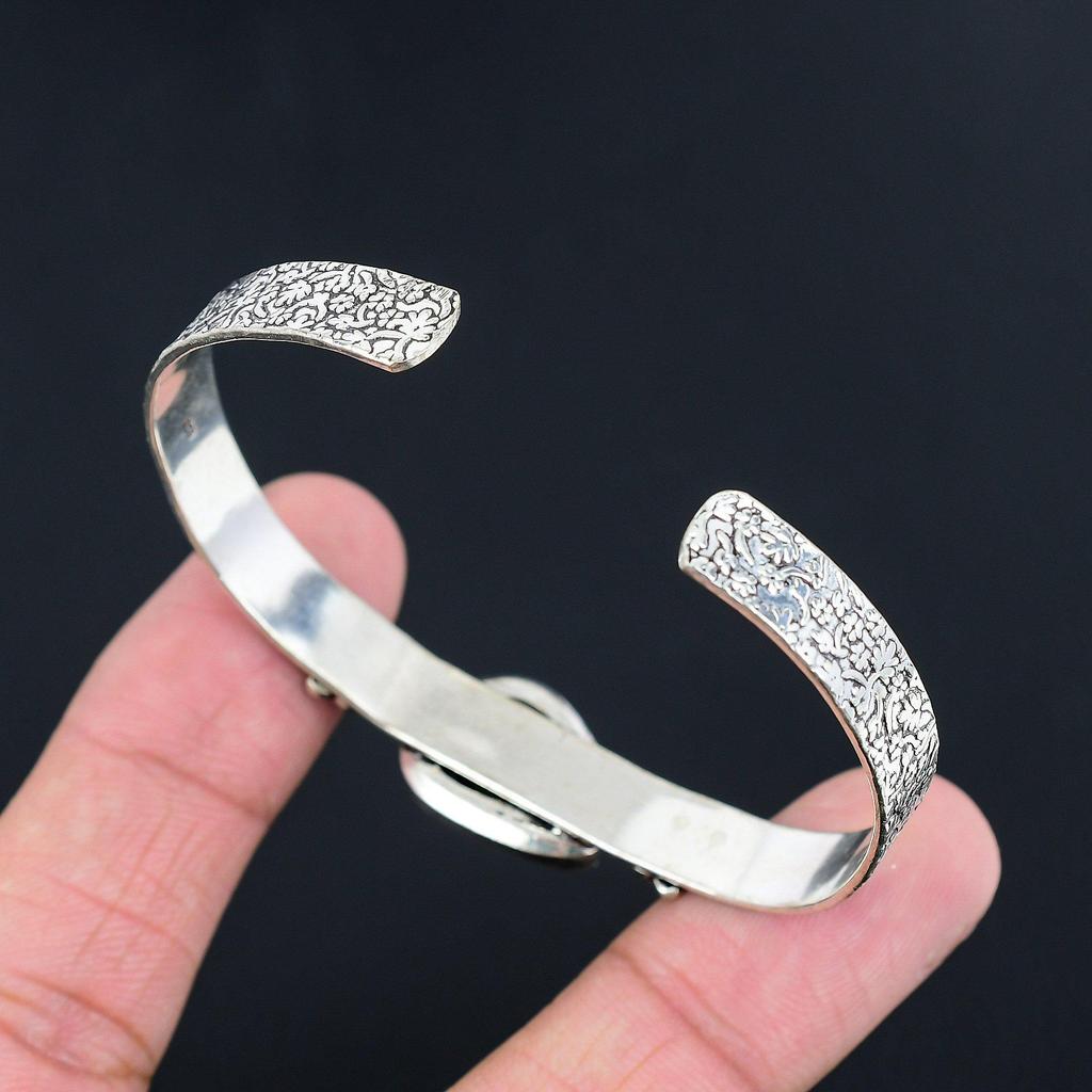 925 Sterling Silver Pear Polychrome Jasper Gemstone Engagement Wife Boho Bangle