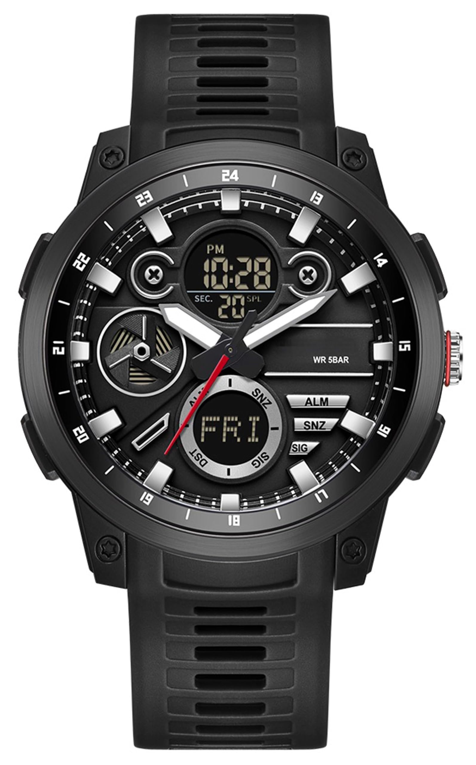 Мужские цифровые часы, Военные часы, Спортивные часы, Таймер обратного отсчета, Двойное время, Мировое время, Водонепроницаемость 5 АТМ, Светодиодная подсветка, Будильник, Время