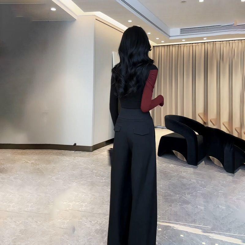 High-Waisted Retro Wide-Leg Pants for Pear-Shaped Figures - Drapey Slimming Trousers