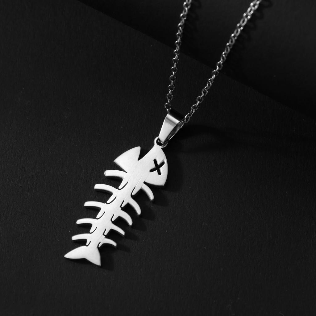 European and American Versatile Fish Bone Pendant Necklace, Simple Casual Style Design, Versatile