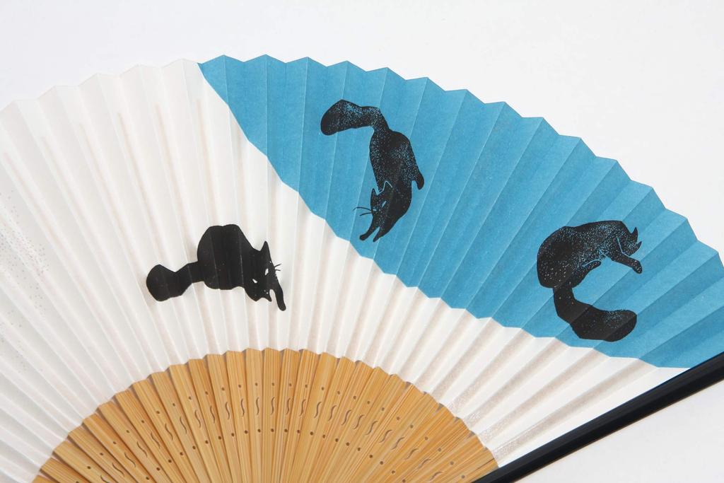 Folding Fan with Fan Gift Box Made In Japan [Hasegawa] Women's Case, Included, (Black Cat)