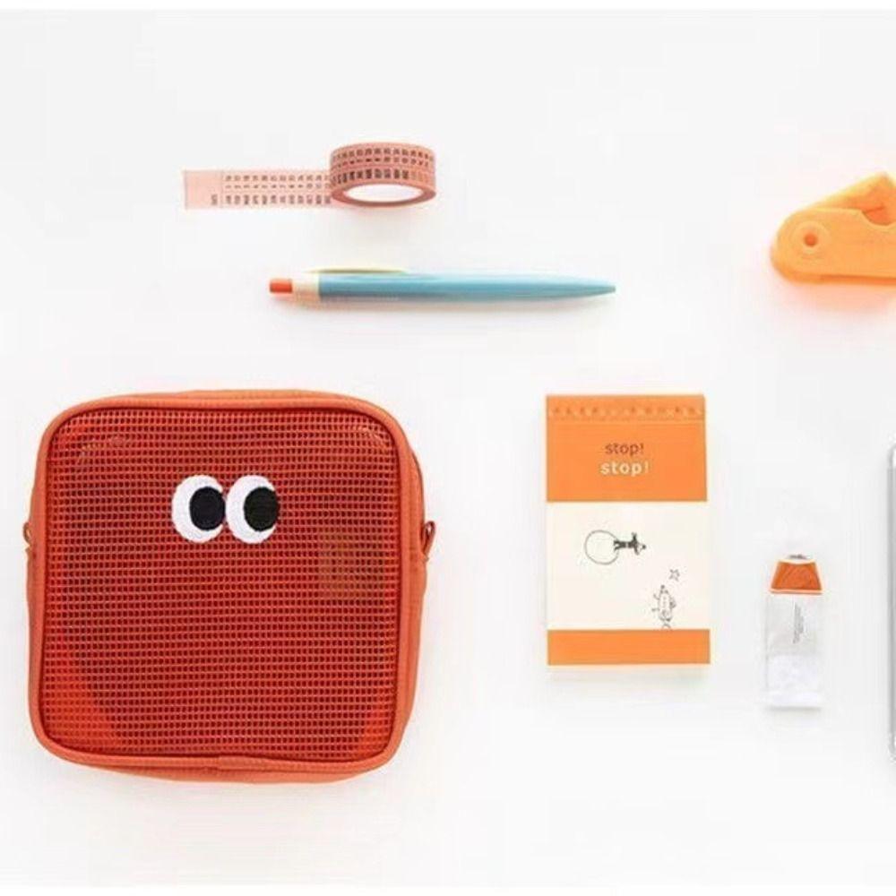 Student Stationery Bag Korean Storage Bag DIY Shoulder Bag Women Cosmetic Bag Mesh Cosmetic Bag