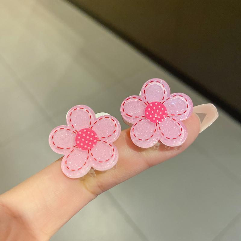 Grab Clip Easy Pulling Up Cartoon Pink Flower Shaped Non-slip Hair Claw Clips