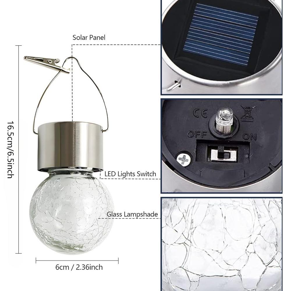 Solar Lanterns Outdoor Colored Hanging Solar Lights Waterproof Globes Garden Lights Decorative Light Up Ornaments for Fence Hook Tree Ornaments