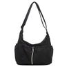Elastic Rope Drawstring Tote Bag Solid Color Pleated Shoulder Bag Nylon Crossbody Bag  School