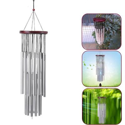Silver Solid Wood Wind Chime - 27 Tubes - Creative Home Decoration Hanging Ornament
