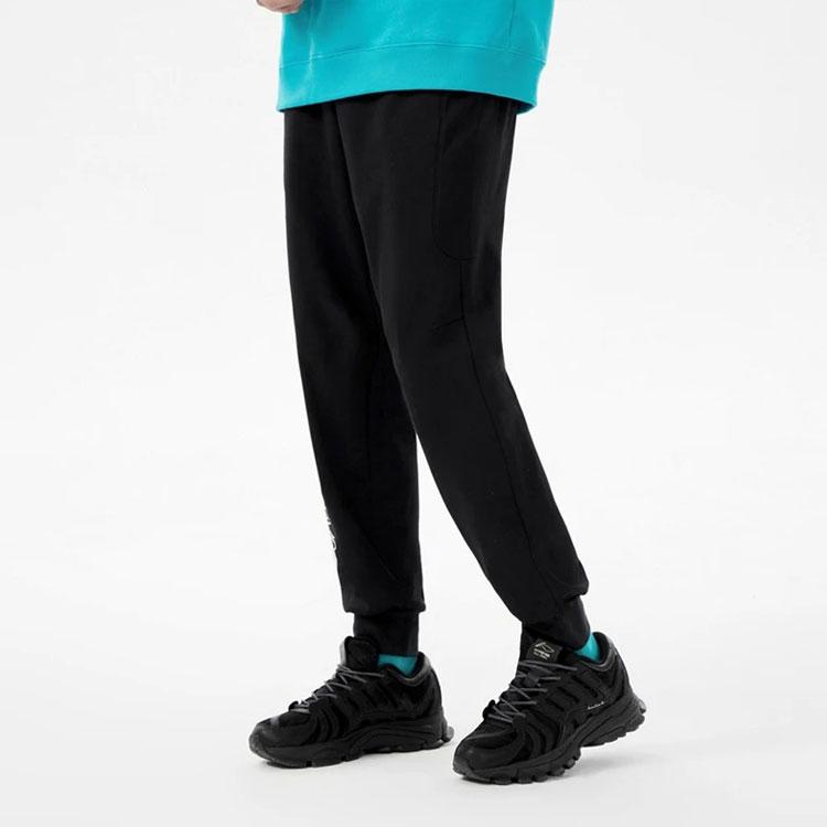 Li Ning Anti-Five Series Solid Color Logo Print Drawstring Cuffed Sports Pants Men Bottoms Black AKLS369-2