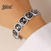 Versatile Style Bracelet Women Elastic Beaded Square-Cut Rhinestone Design Shiny