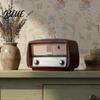 Resin Wood Grain Figurine Vintage Radio Model Desk Ornament Retro Home Decoration Toy Compact Desktop Distressed Finish for Living Room Office Decor