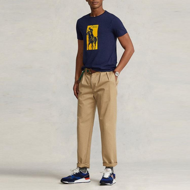 Polo Ralph Lauren FW22 Logo Print Slim Fit Short Sleeve T-Shirt Men T-Shirts Navy-Blue MNPOTSH1N821371-410