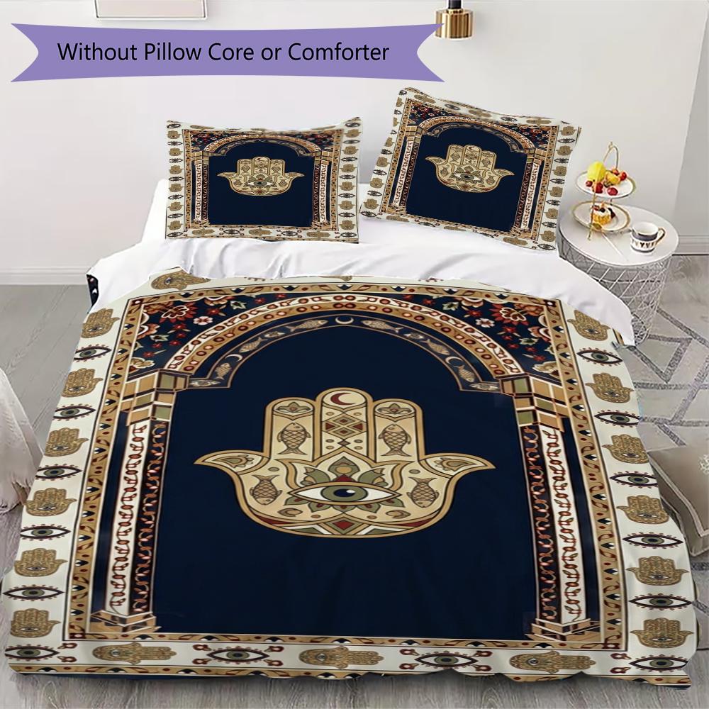 Hand of Fatima Pattern Bedding Uilt Set Uilt Cover Pillowcase Home Decoration Birthday Gift (1 * Duvet Cover + 2 * Pillowcase Without Core)97
