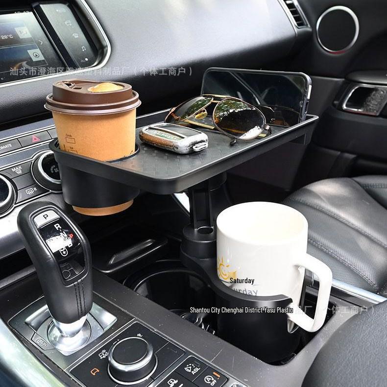 Erweiterung und Organizer für Getränkehalter im Auto: Kleines Tablett für Getränke, Kaffee und Snacks