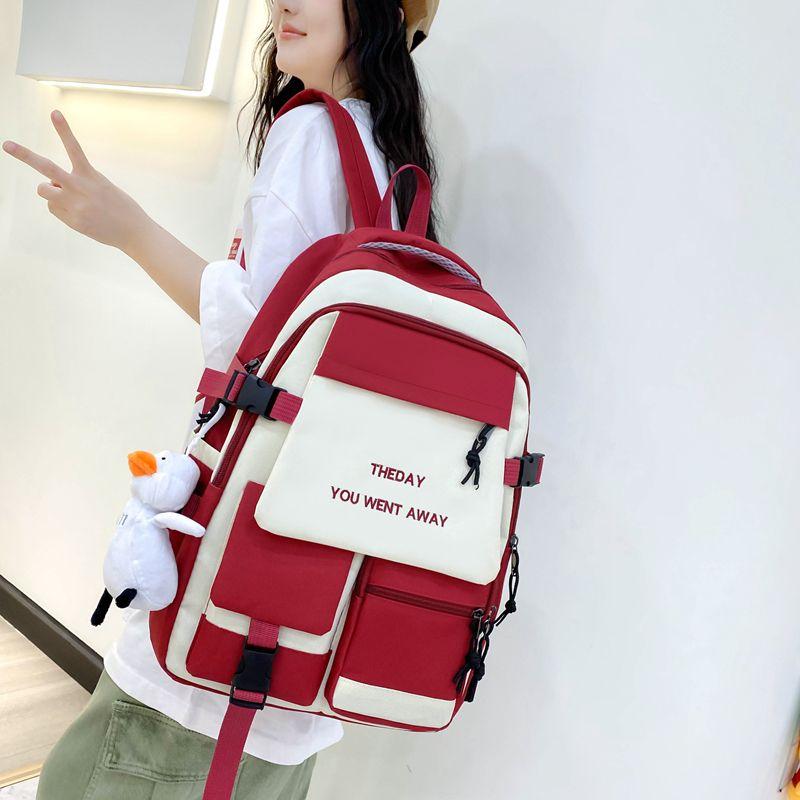 5pcs Backpack Junior High School Students Elementary School Students College Large Capacity, Versatile, Campus Leisure, Dirt Resistant Backpack