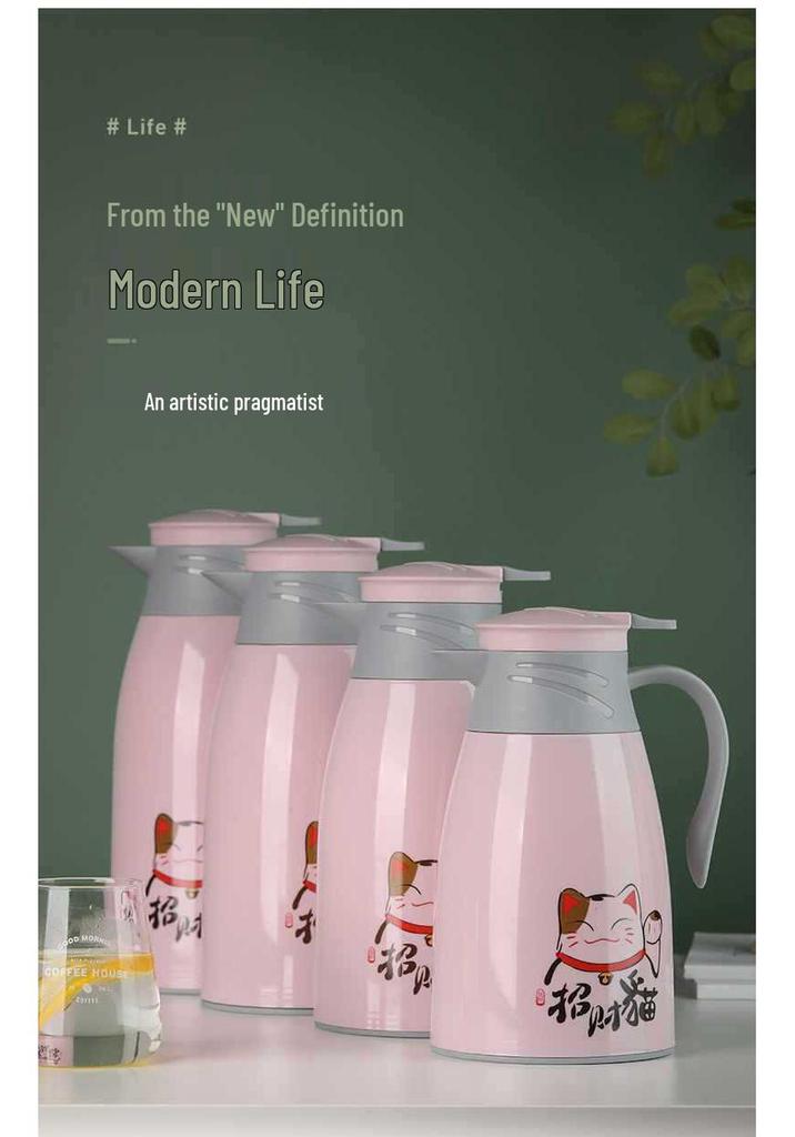 Large Capacity Cat Thermos with Glass Liner - Insulated Kettle for Home and Dorm Use