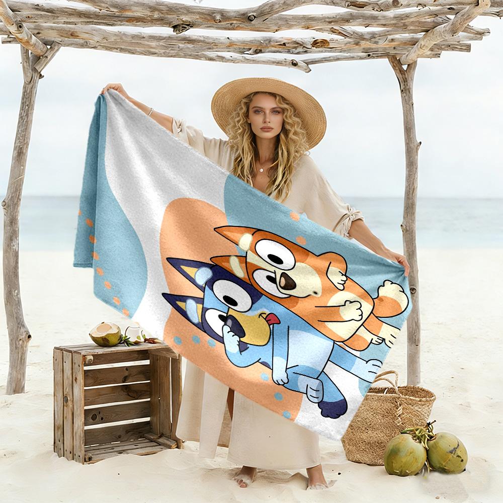 Bluey Bingo Adventure Beach Towel Quick-Dry Soft Microfiber Comfortable Lightweight Perfect for Traveling Yoga Camping and Swimming