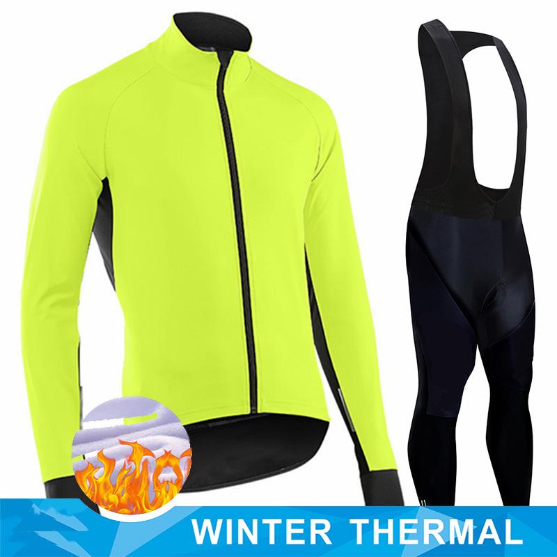 Men 2026 Winter Velvet Warm Cycling Clothing Suit Set Thermal Fleece Bicycle Jersey Set MTB Warm Bike Jersey Set Ropa