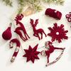 Flocked Wine Red Nordic Christmas Tree Ornaments