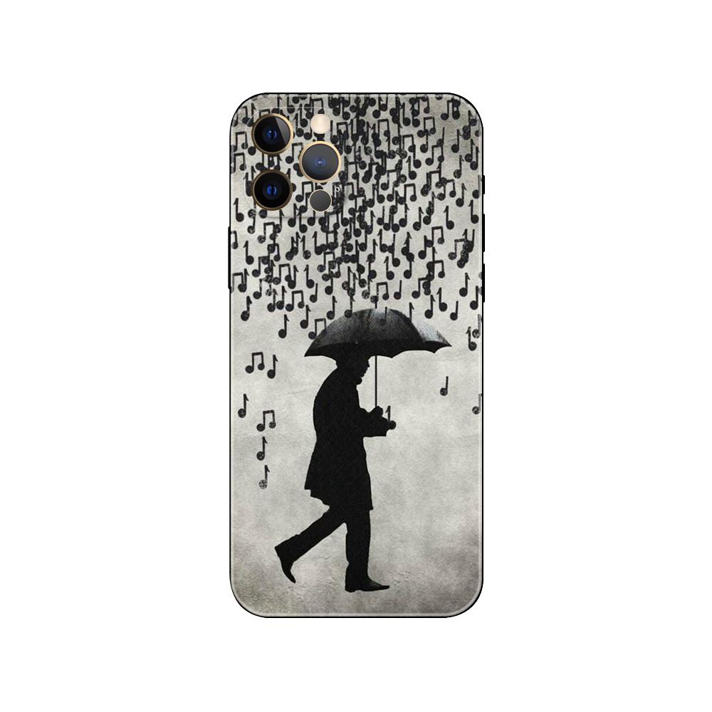 Musikalische Noten Violine Klassisch Handyhülle für iPhone 5s 2020se 6s 7 8 plus x 10 XR XS 11 12 13 mini pro MAX schwarz TPU Rückseite