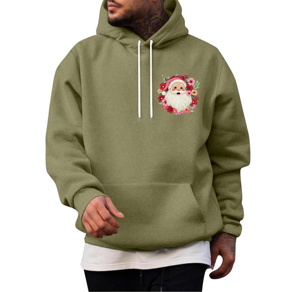Men's Christmas Print Lined Zip Front Pullover Hoodie Cozy Winter Sweatshirt for Holiday