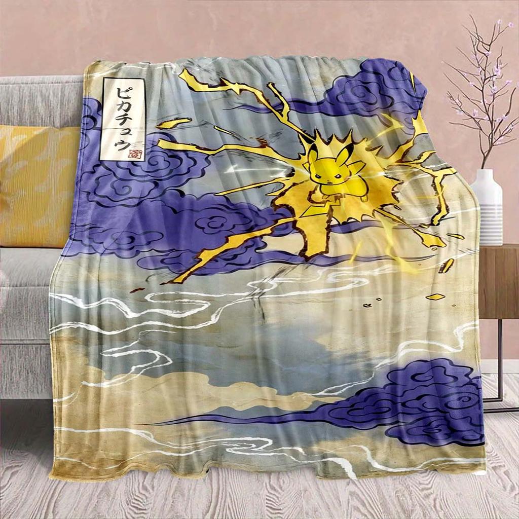 Pokémon Anime Flannel Blanket - Soft Warm Perfect for Sofa, Bedding Camping Travel Office Home Decor 