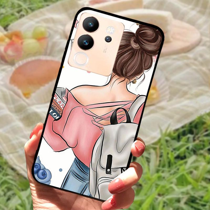 For Vivo V30 Lite Case Cover Silicone Soft Marble Black Bumper Funda Coque for vivo V2314 V30 Lite 5G Full Protective V30Lite
