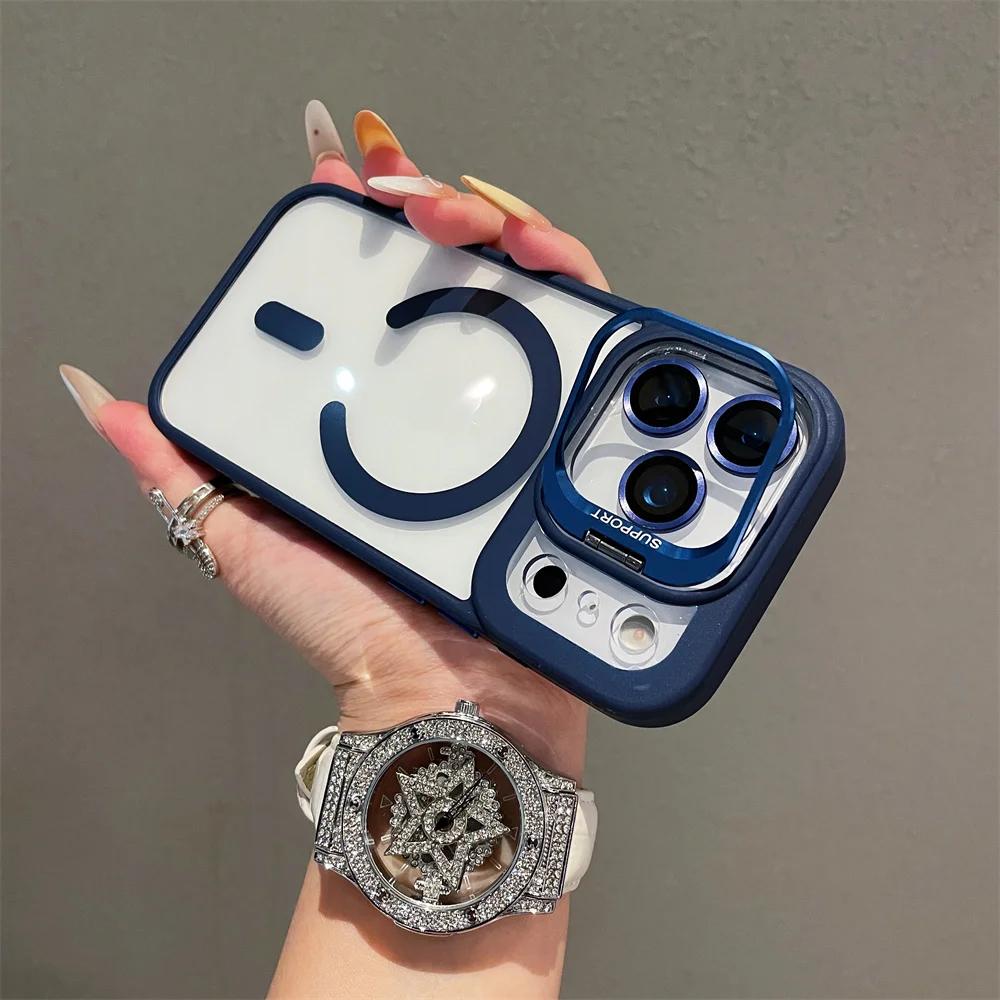 Lens Film Protection Clear For Magsafe Magnetic Phone Case For iPhone 17 Air 15 16 Pro Max 14 Plus 13 12 11 Folding Stand Cover