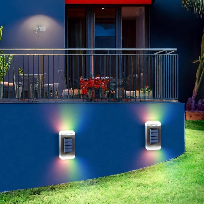 Solar Wall Lights, Outdoor Wash Wall Garden Lamp with ABS Construction, Adjustable Angle, LED Lighting, Solar Powered Garden Wall Decor, Waterproof