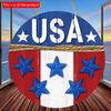 2D Flat 20cm1pc USA Sign flag&Stars Theme Round Wooden Party Pendant, Celebrate Independence Day Theme Terrific National Flag Color Gift To Friends
